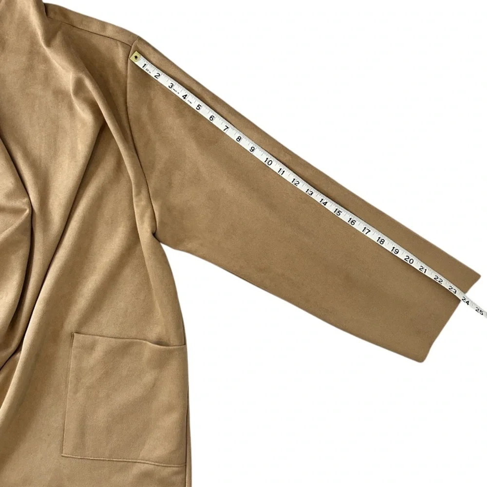 PHILOSOPHY WOMAN Plus Waterfall Jacket‎ Faux Tan Leather/Suede Patch Pockets 3X
